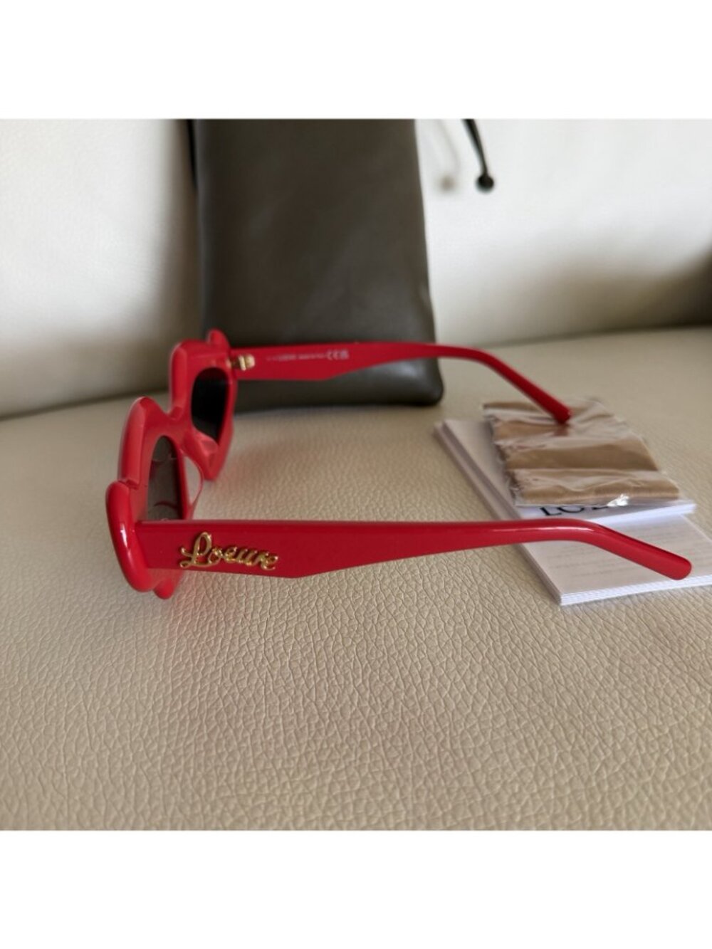 NEW LOEWE Sunglasses Oval Flame Red Acetate 100% Authentic - Picture 8 of 10